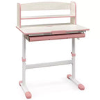 Scrivania per bambini con piano inclinabile a 7 livelli, altezza regolabile, cassetto estraibile, blu/grigio/rosa