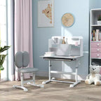 Set scrivania e sedia per bambini, scrivania e sedia per bambini regolabili in altezza con piano inclinabile, cassetto portaoggetti e leggio