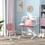 Set scrivania e sedia per bambini, scrivania e sedia per bambini regolabili in altezza con piano inclinabile, cassetto portaoggetti e leggio