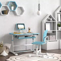 Scrivania e Sedia per Bambini, Set Scrivania e Sedia Regolabili in Altezza con Piano Inclinabile e Contenitore per Scrivere, Leggere e Disegnare