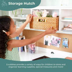 Scrivania per bambini Madison con cassettiera e sedia - Bianco: Tavolo da scrittura in legno per bambini con contenitore, Tavolo da studio in legno per bambini con cassettiera