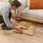 Maker's Puzzle Scrivania regolabile con seduta o in piedi, Arredamento per aula, Naturale