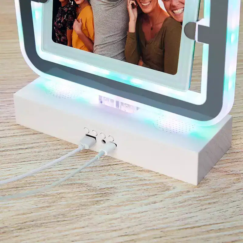 Specchio Trucco Luminoso con Altoparlante Bluetooth USB
