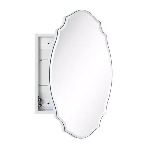 Armadietto a specchio con montaggio a superficie, senza cornice, irregolare ad arco, con bordo smussato, 19 pollici L x 24 pollici H, per uso decorativo/speciale