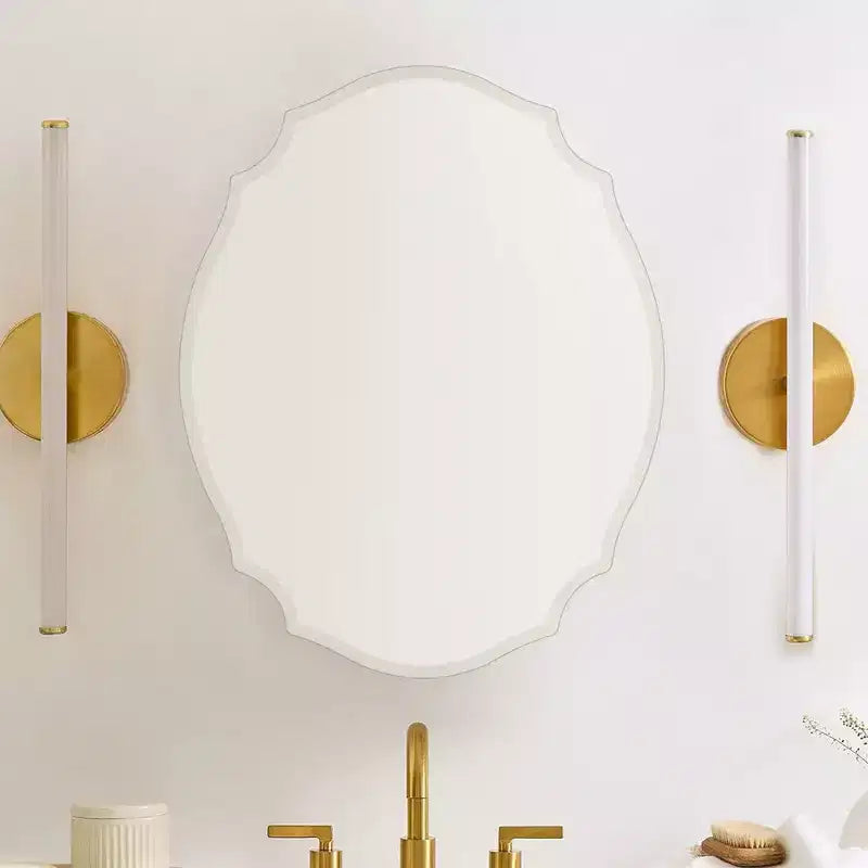 Armadietto a specchio con montaggio a superficie, senza cornice, irregolare ad arco, con bordo smussato, 19 pollici L x 24 pollici H, per uso decorativo/speciale
