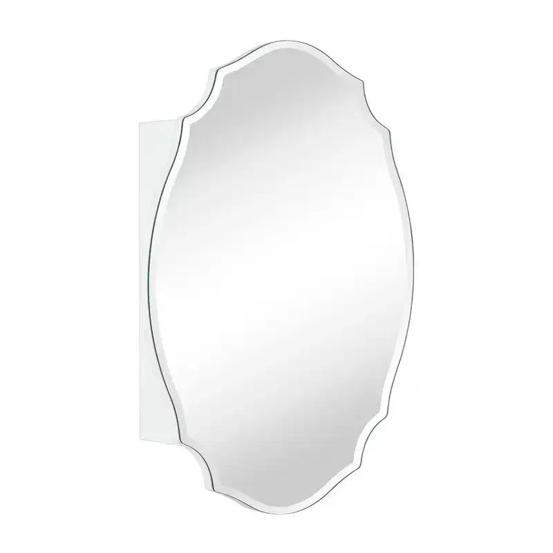 Armadietto a specchio con montaggio a superficie, senza cornice, irregolare ad arco, con bordo smussato, 19 pollici L x 24 pollici H, per uso decorativo/speciale