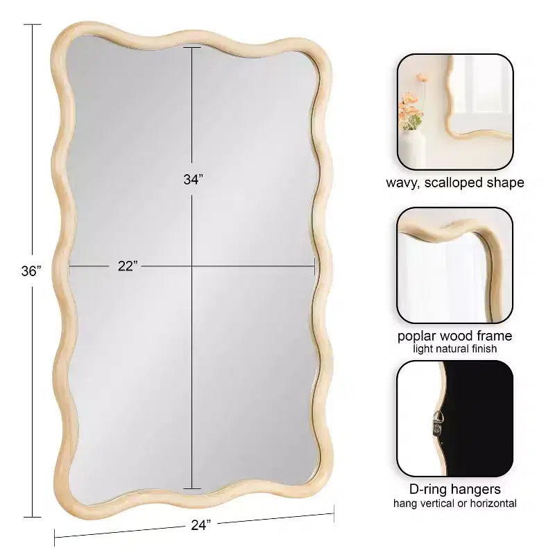 Specchio da parete rettangolare smerlato Talma 24x36