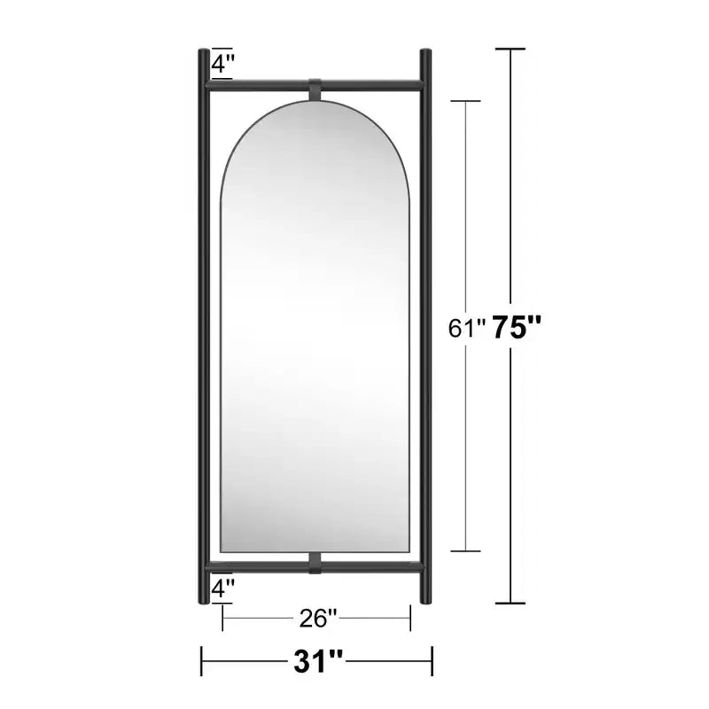 Specchio a figura intera da terra in legno massello ad arco extra-large
