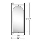 Specchio a figura intera da terra in legno massello ad arco extra-large