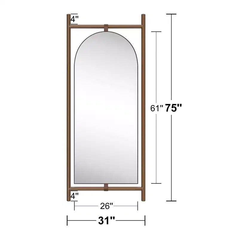 Specchio a figura intera da terra in legno massello ad arco extra-large