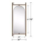 Specchio a figura intera da terra in legno massello ad arco extra-large
