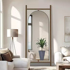 Dovelina Arched Solid Wood Ladder Oversized Full Body Mirror Floor Mirror
