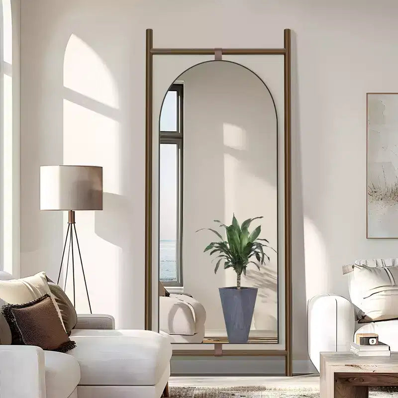 Dovelina Arched Solid Wood Ladder Oversized Full Body Mirror Floor Mirror